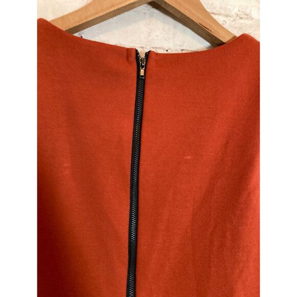 Wish Colorblock Dress Womens Medium Rust Orange A Line Retro Stretch Zip Up - Picture 13 of 14